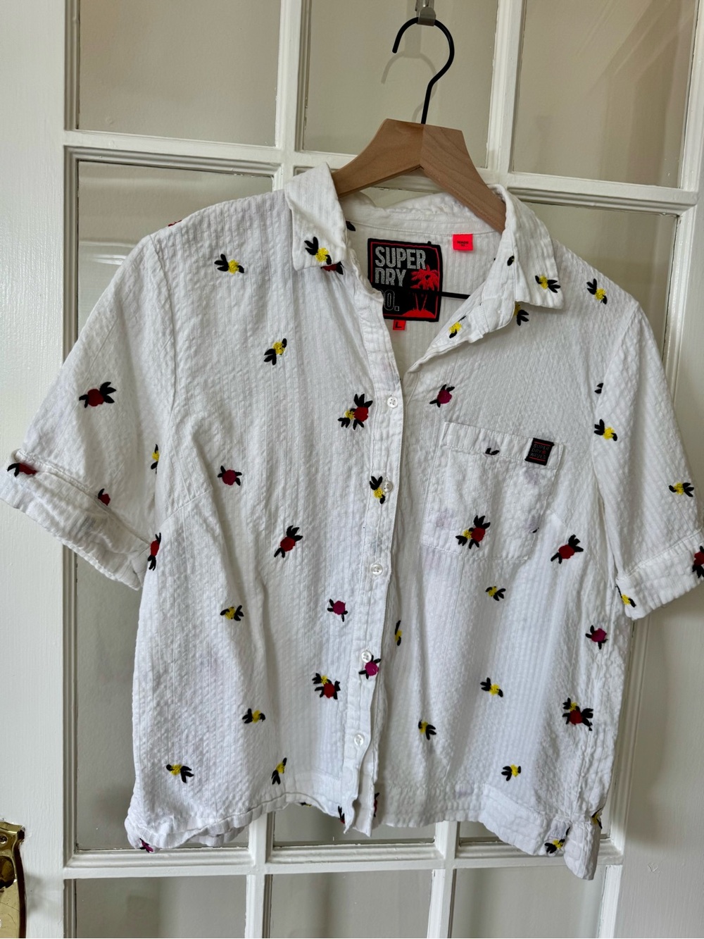 Superdry Floral Embroidery Button-Down Short-Sleeve Shirt - Picture 4 of 4